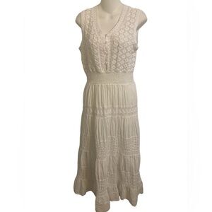 NAOO Nation AK Outfits Maxi Dress Womens Large White Lace 100% Cotton India